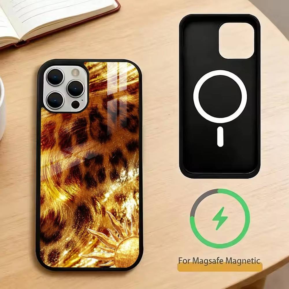 Leopard Print Tiger Skin   Phone Case For iPhone17,16,15,14,13,12,11 Plus,Pro Magnetic For Magsafe Wireless Charging
