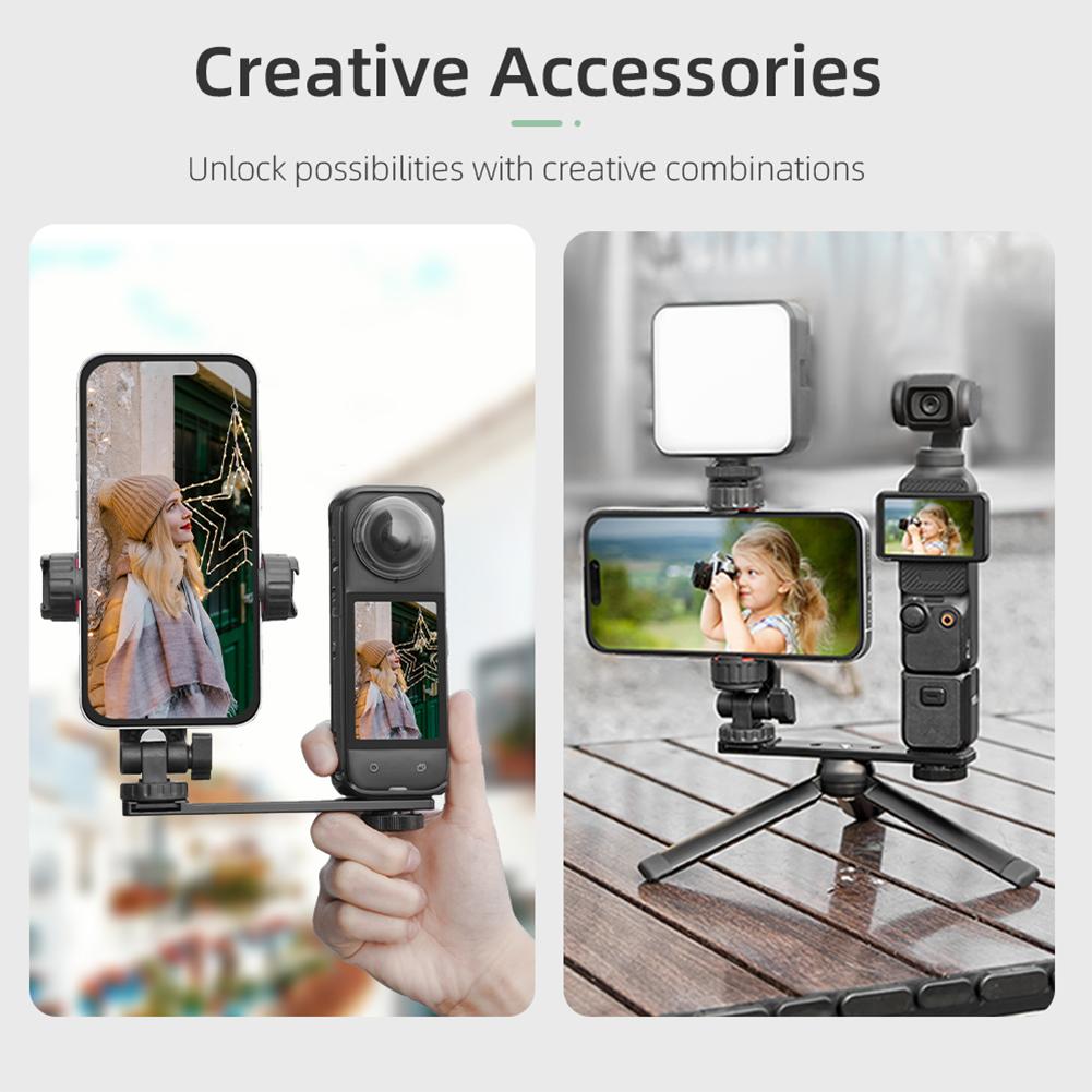 Phone Holder Fixed Bracket for DJI Osmo Pocket 3 Expansion Accessories Fill Light Tripod Clip with 1/4inch Screw
