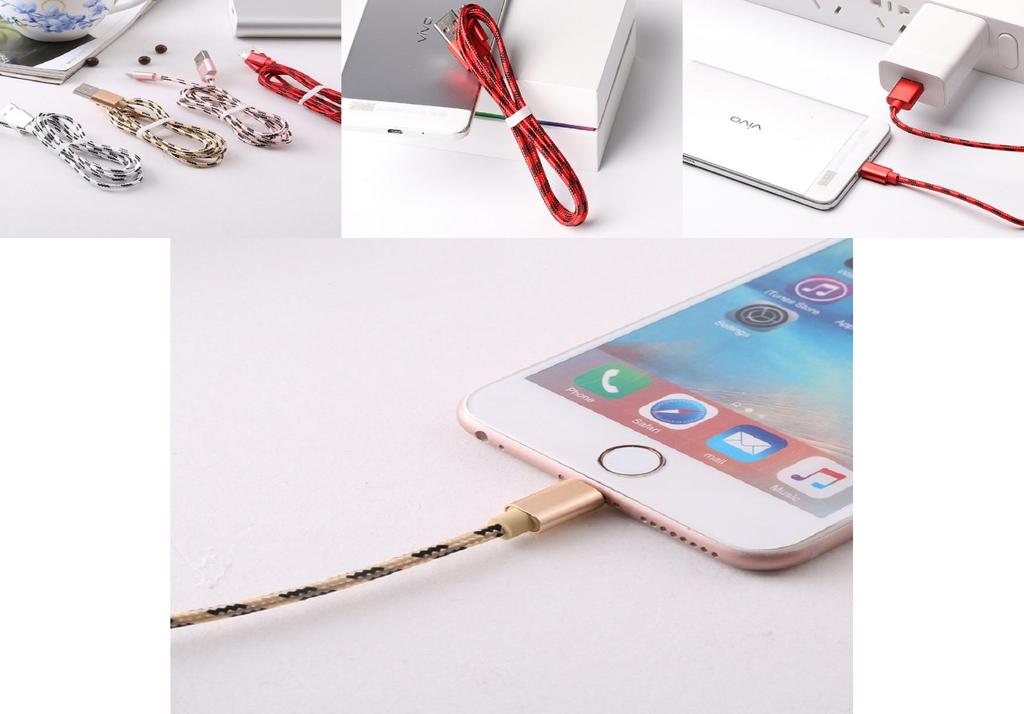 Date Braided Nylon Line To Usb Cable Fast Charger For Iphone X 8 7 Plus 6s