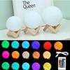 Remote 3d Control 16 Colour Rechargeable Moon Lamp Night Light Kids Dimmable Led