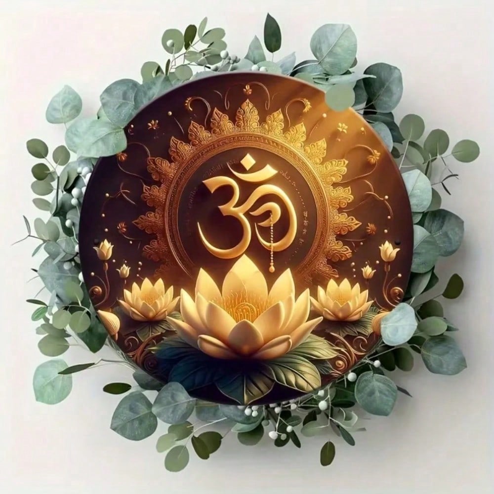 Vintage Gold Lotus Metal Wall Art Om Symbol Home Decor