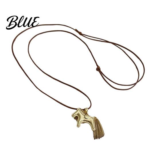 Horse Pendant with Tassel Tail Necklace Alloy Charm Mane Casual