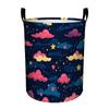 1pc of a Foldable Laundry Basket Featuring a Midnight Sky And Stars Design, Made from High-Quality Oxford Fabric. It Offers Ample Space for Storing Cl