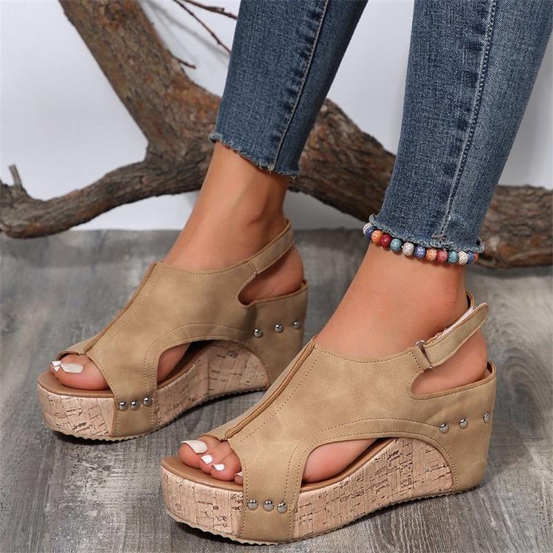 22 Roman sandals flat platform sandals large size shoes fish mouth wedge sandals