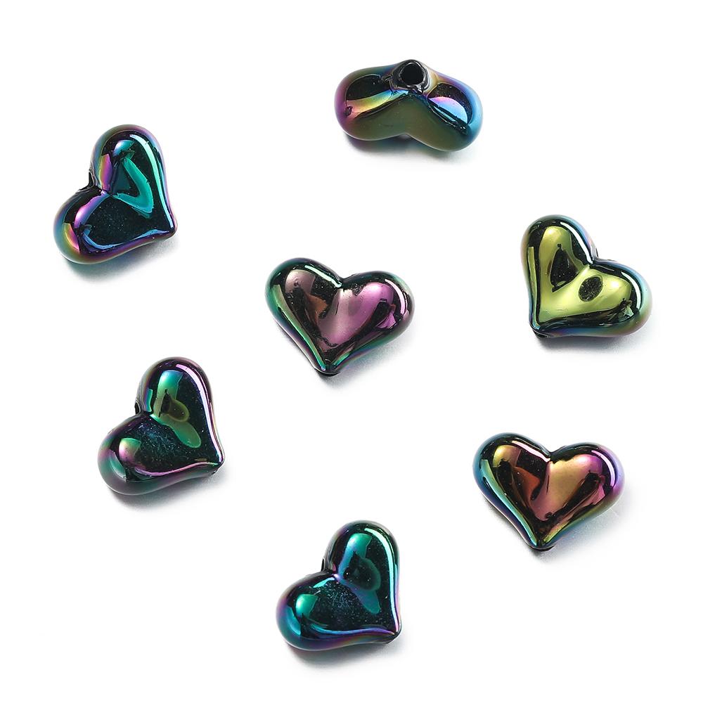 

20Pcs Acrylic AB Color Heart Spacer Loose Beads for DIY Necklace Bracelet Jewelry Making Supplies Accessories чёрный
