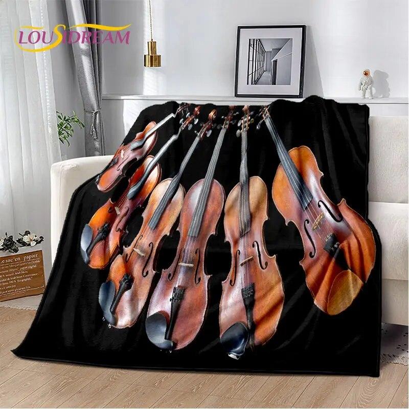 Classical Violin Instrument Music Soft Plush Blanket,Flannel Blanket Throw Blanket for Living Room Bedroom Bed Sofa Picnic Cover
