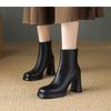 Fashion 2025 New Fall Winter Platform Back Zip Block Heel Booties Brown Vintage Boots