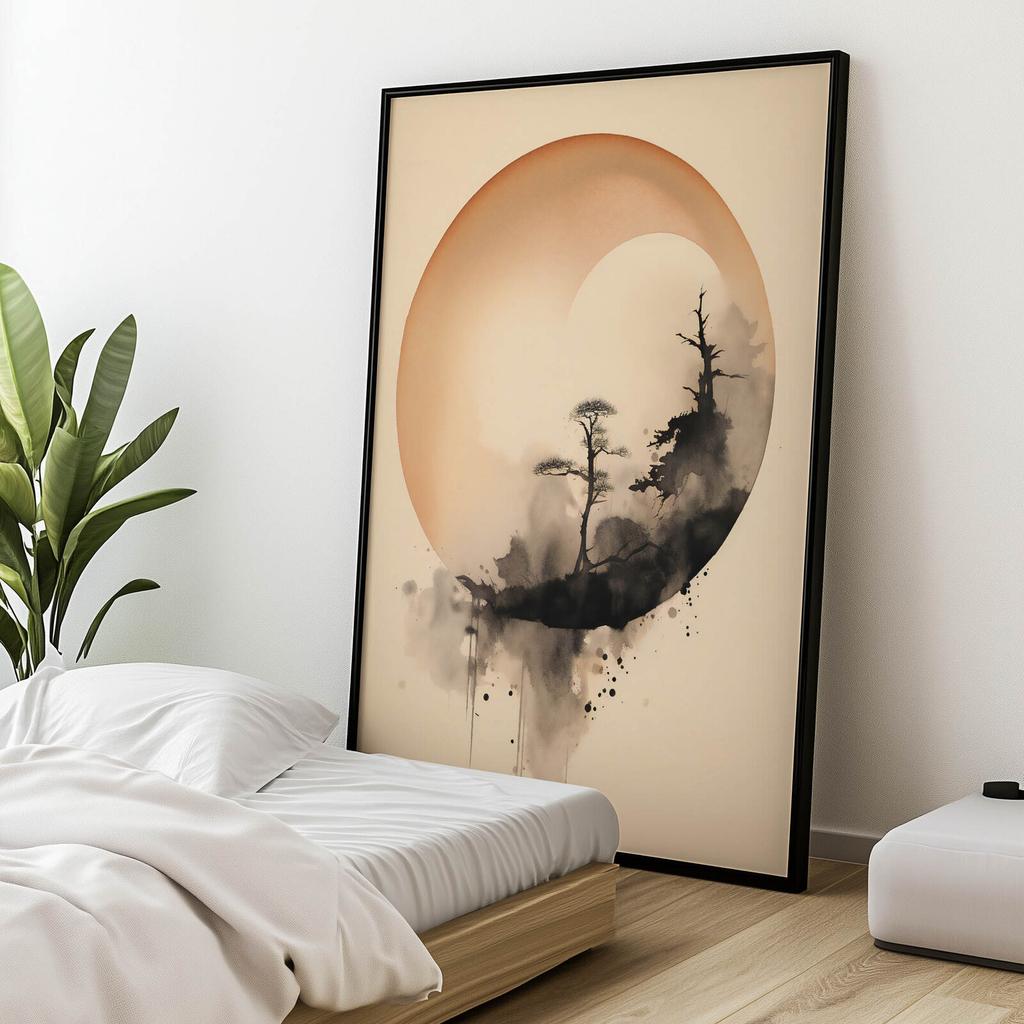 Zen Circle Zen Circle, 50X70 Cm, Dark Brown Wooden Frame, 230 Gsm Matte Paper