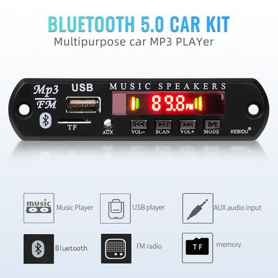 12V Car Radio Module 2x25W Stereo Bluetooth 5.0 MP3 Decoder Board 8-20V 50W Amplifier Handsfree Support FM TF USB AUX Recorder