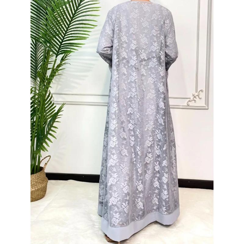 Ramadan Eid Prayer Lace Abaya 2 Piece Set Inner Dress Women Flare Sleeve Long Abayas Kaftan Djellaba Dubai Party Vestidos 2026