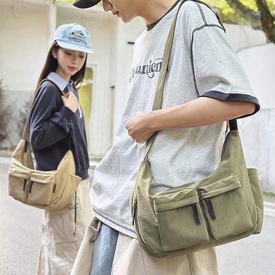 Męska Jednokolorowa Torba na Ramię Damska Duża Pojemność Wodoodporna Torba Crossbody do Pracy