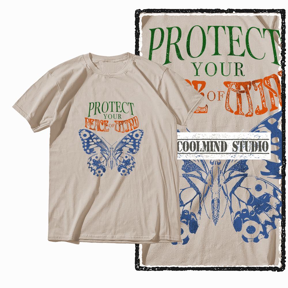 Coolmind X0113 Butterfly Vibes 100 cotton exclusive graphic Unisex tshirt big size streetwear t shirt for Unisex tee shirts