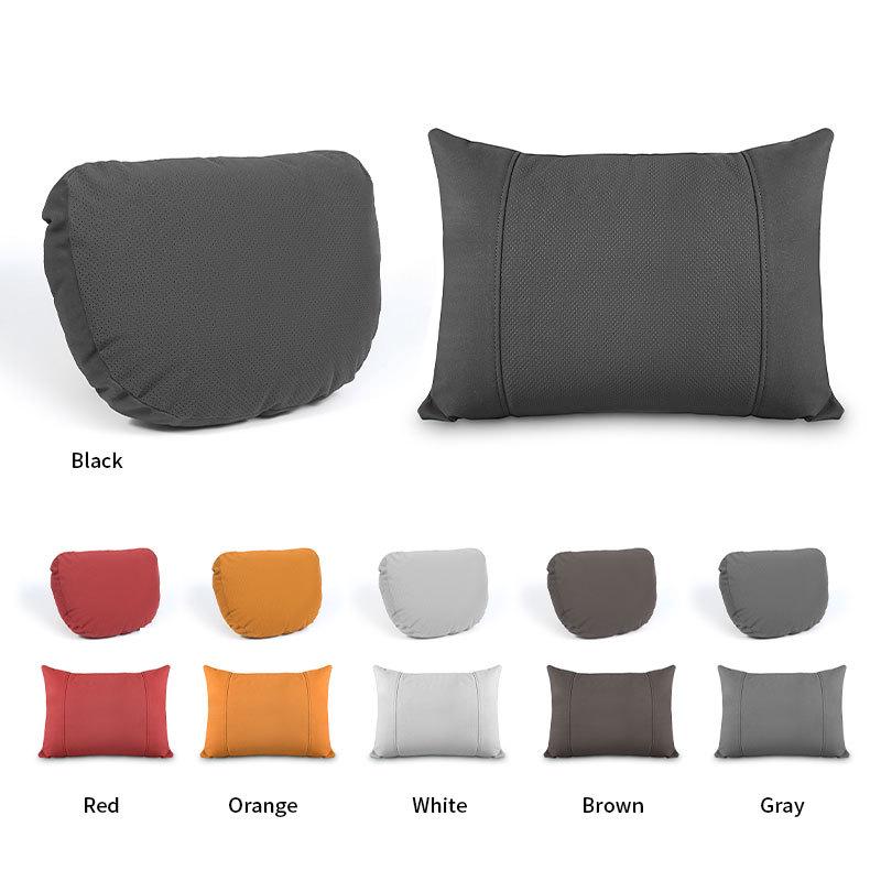 Breathable Suede Car Headrest and Lumbar Support Pillows for All Seasons