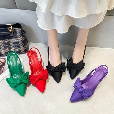 New Fashion Shoes for Women Pointed Toe Solid Women's Pumps Summer Sexy High Heels Butterfly-knot Sandals Stiletto Ladies Shoes