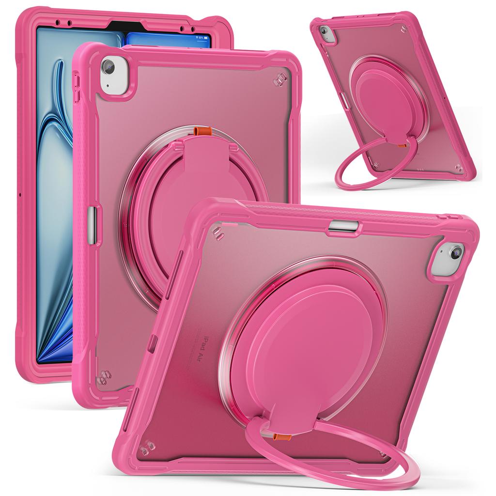 For iPad Air 13 (2025)/(2024)/Pro 12.9 (2022)/(2021)/(2020)/(2018) Case Rotary Kickstand PC+TPU+Silicone Tablet Cover