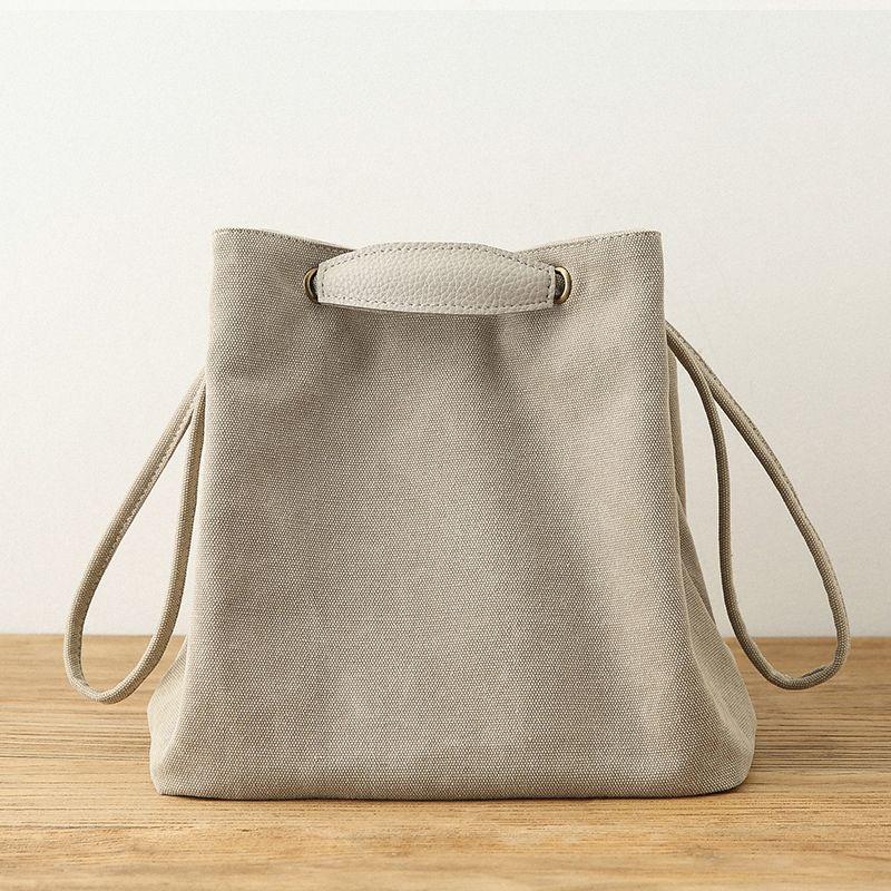 

Yongyong Light Canvas Japanese Style Simple Literary Shoulder Bag Rice Gray