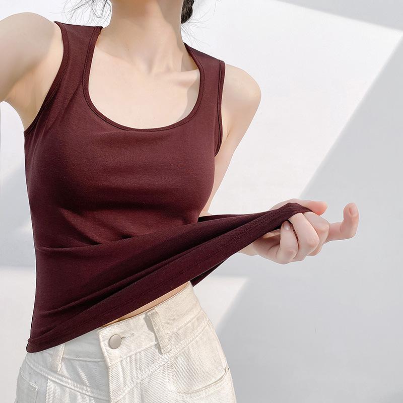 

Женская майка-слинг с нагрудными вкладышами - 2025 Антибактериальный дизайн с ионами серебра из шелка тутового дерева L вино красного