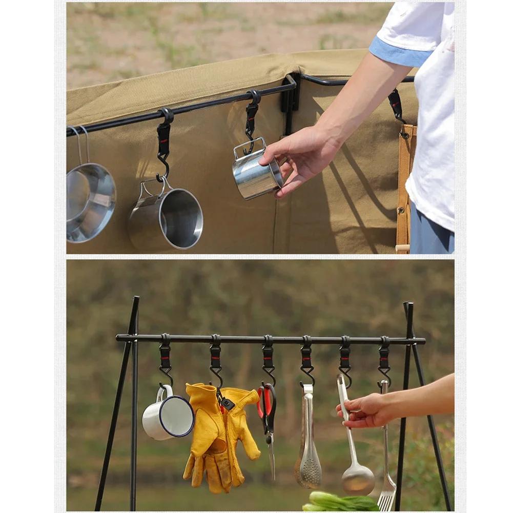 5/10pcs Crochets Amovibles de Camping Extérieur Crochets Amovibles en Forme de S Étagère de Rangement Suspendue Outils Multifonctionnels pour Randonnée en Plein Air