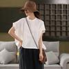 Damen Plus Size Weißes Leinen Sommerhemd - Japanischer Retro, Einfacher Luxus