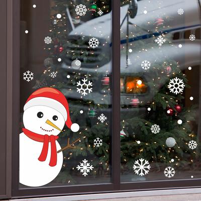 Christmas Snow Man Snowflake Home Atmosphere Decorative Glass Windows Window Stickers