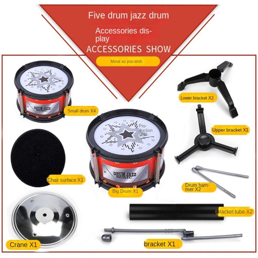 Drum Sets 5 Drums Musical Instruments Beat Children Jazz Drum Toy Children/Kids Gifts