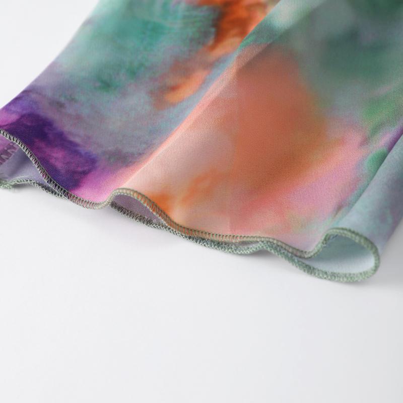 Fashion Elegant Print Dress Women Sexy Off Shoulder Backless Tie-dye Suspender Female Dresses 2 Piece Slash Neck Vacation Lady Robes