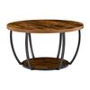 Coffee Table, Modern Round Coffee Table, 2 Tiers Wooden Circle Center Desk with Open Storage, Minimalist Sturdy Metal Frame Accent End Desk for Living