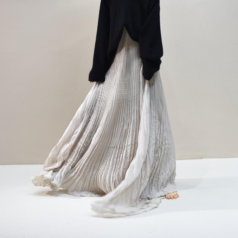 2025 Eleganter Chiffon-Midikleid mit 6 Meter breitem Saum für Damen, A-Linie, für Frühling/Sommer