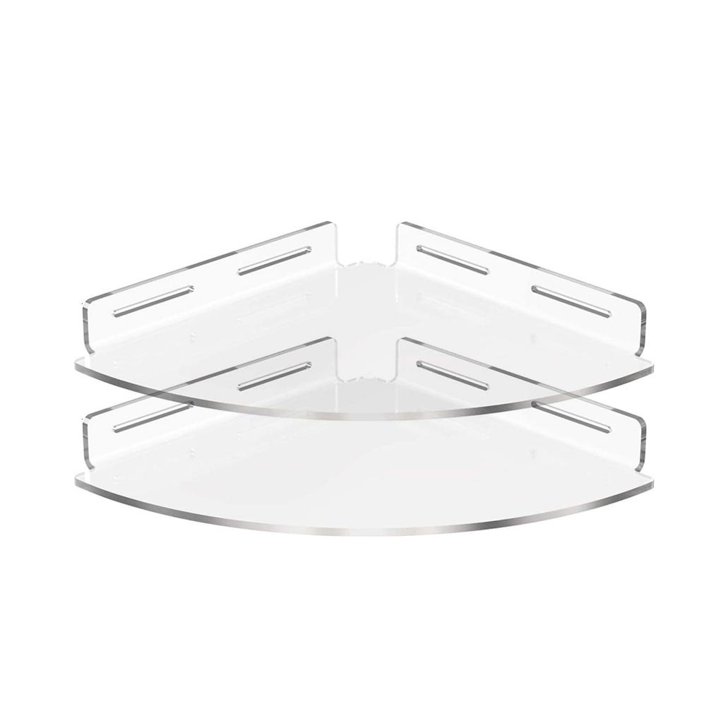 2 Stück Eck-Duschablage Acryl Klar Wandmontiert Badezimmerregal Organizer Duschaufbewahrungsregal mit Klebstoff für