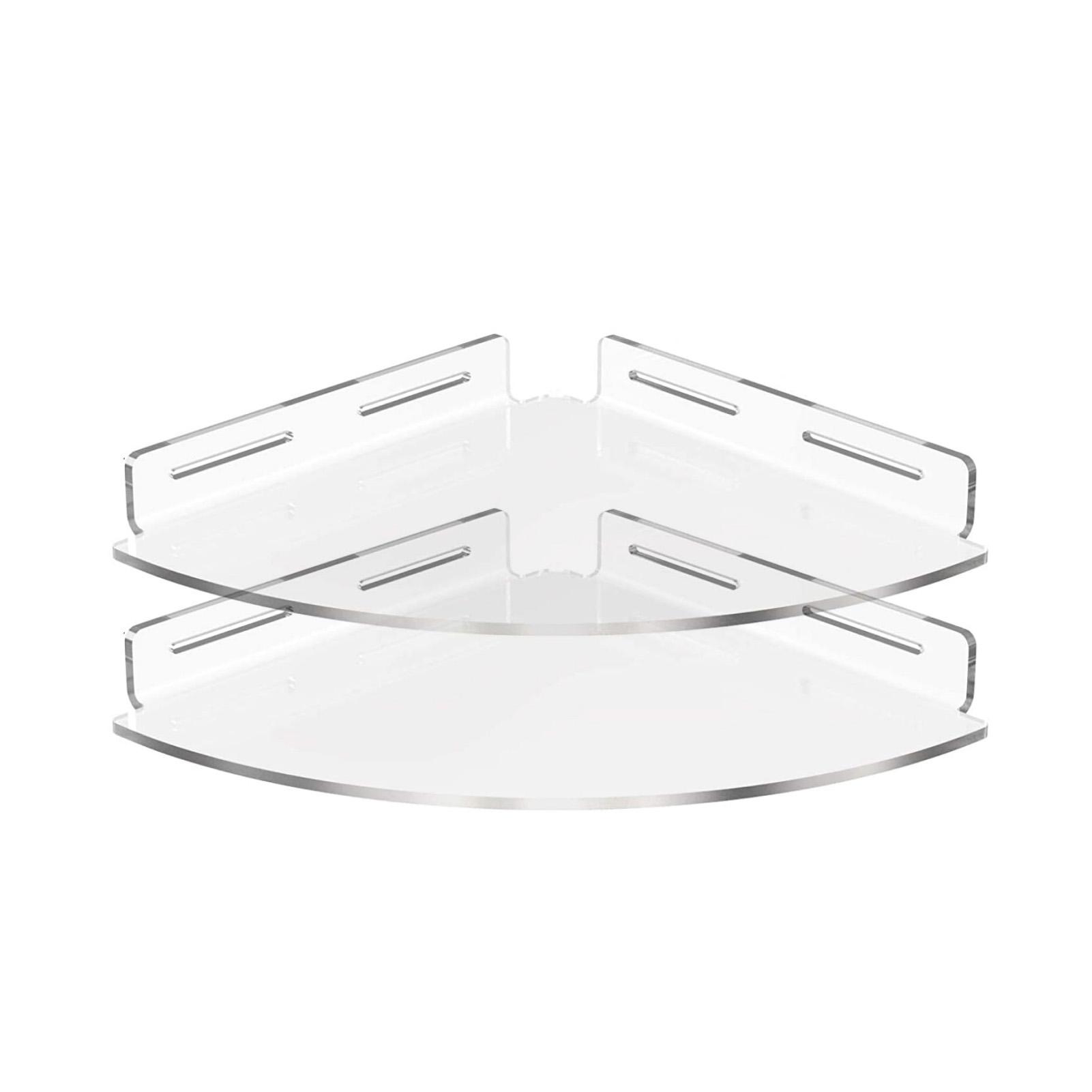 

2 шт. Угловая душевая полка Акриловая прозрачная настенная полка-органайзер для ванной комнаты Стойка для хранения в душе с клеем для