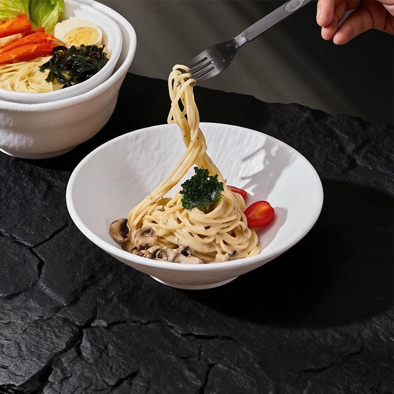 Melamine White Large Noodle Bowl - Imitation Porcelain for Ramen, Mala Tang, and Luosifen