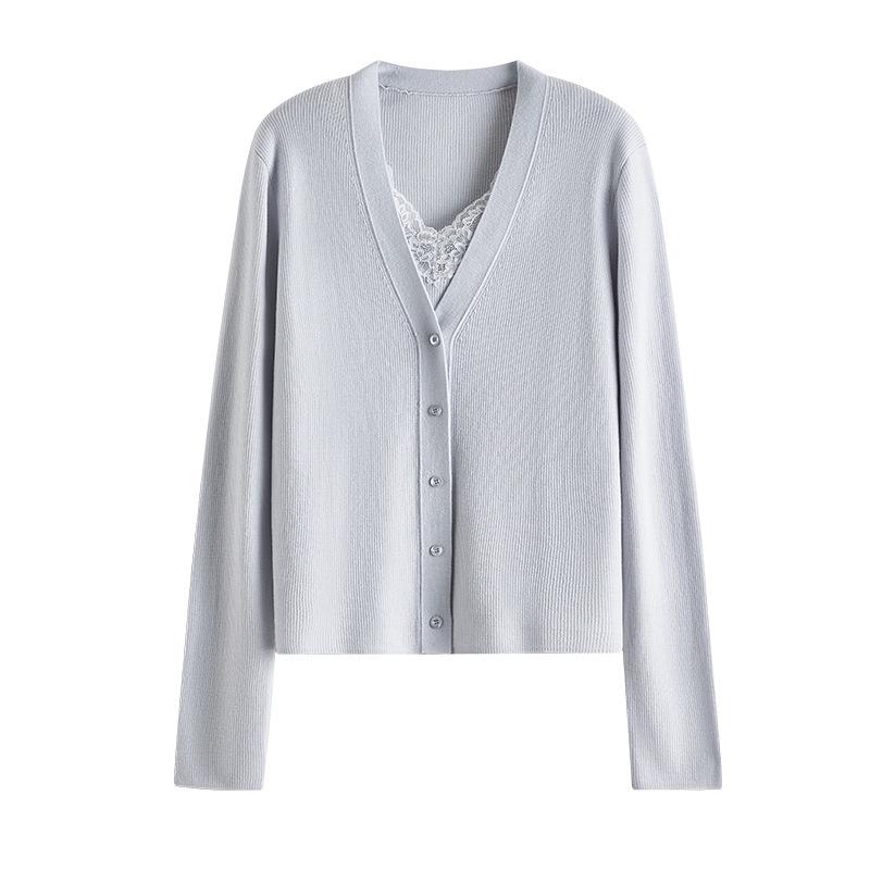 Ultra-Fine 100% Pure Wool V-Neck Cardigan: Women's Spring/Autumn Loose Knit Sweater