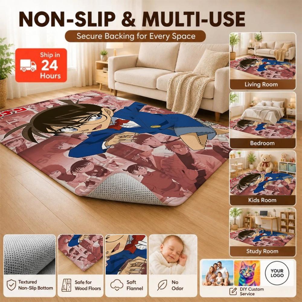 Detective Conan Anime Adventure Patterned Rug Absorbent Nonslip Carpet For Study Reading Area Home Party Decor Christmas Gift