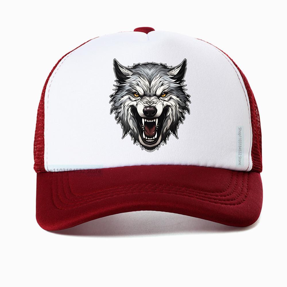 Ferocious Wolf Breathable Baseball Cap Unisex Mesh Snapback Visor Hip Hop Cotton Solid Color Trucker Hat Bone