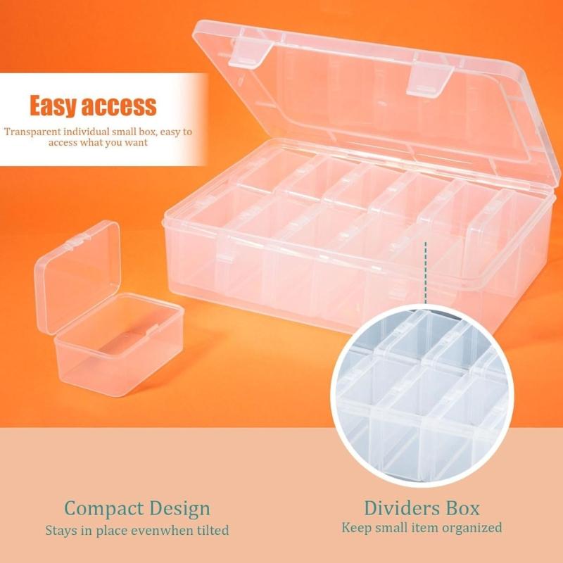Small Parts Storage Box with 12 Clear Compartments PP Plastic Lidded Organizers Case for Beads Earrings Nail Rhinestones Craft and Desk Accessories