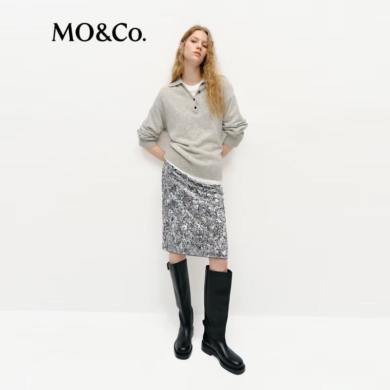 MO&Co. Women's Sophisticated Lightweight Warm Polo Knit Sweater