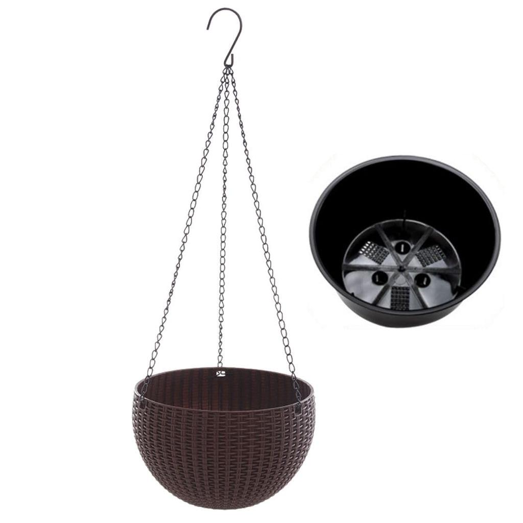 So Happy Hanging Indoor Plastic Flower Hanging Basket I'm Planter, Pot, (Brown, Small)