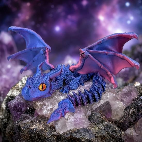 DYS 3D Printed Articulated Dragon Figurine with Adjustable Wings and Unique Eyes, Movable Joints Sculpture for Home Decor Fantasy Gift Lovers
