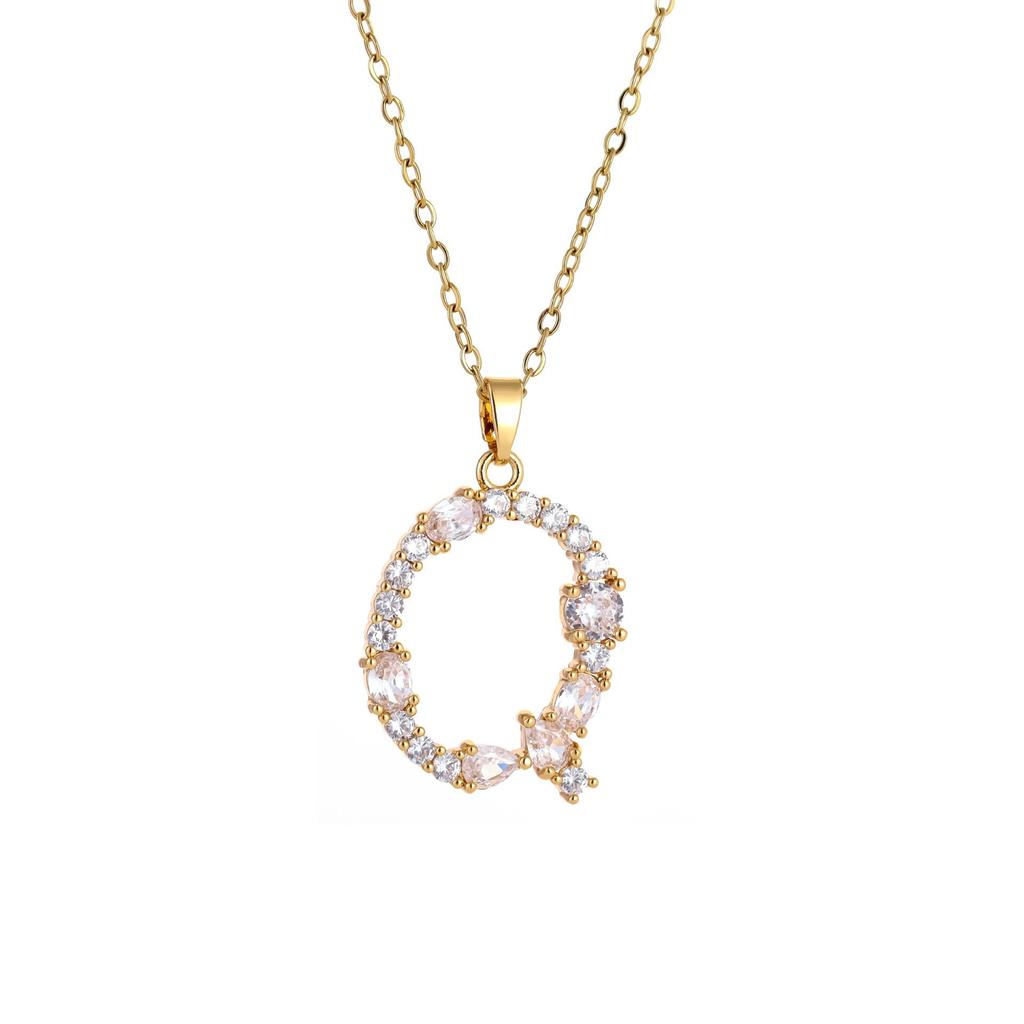 Luxury 26 Letter Necklace Women Unique Design White Zircon Crystal Collarbone Chain Party Jewelry Christmas Gift