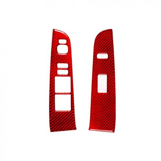 For Toyota Camry 12-14 Red Carbon Fiber Interior Front Door Control Cover Trim