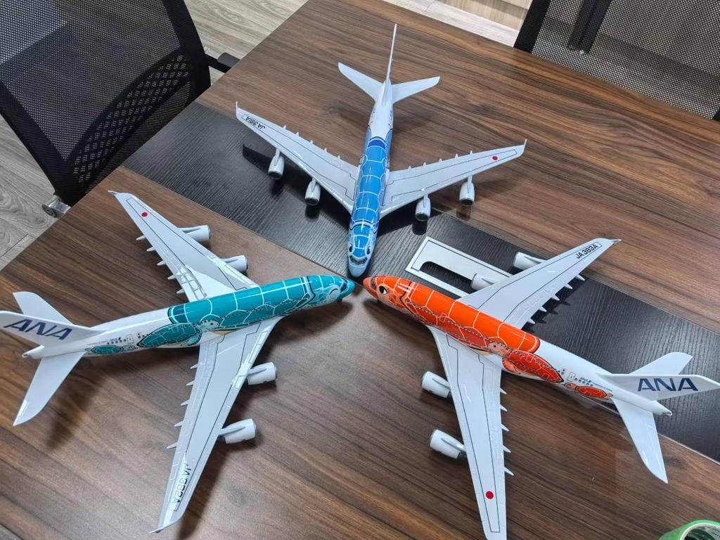 Airplanes A380 Cartoon Turtle 46CM Scale JAL ANA Airbus Plane Model With Landing Geal Build Displays Souvenir Collected Gift By