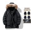 Men's Mid-Length Hooded Winter Down Jacket with Fur Collar - Warm, Thick, Loose Fit