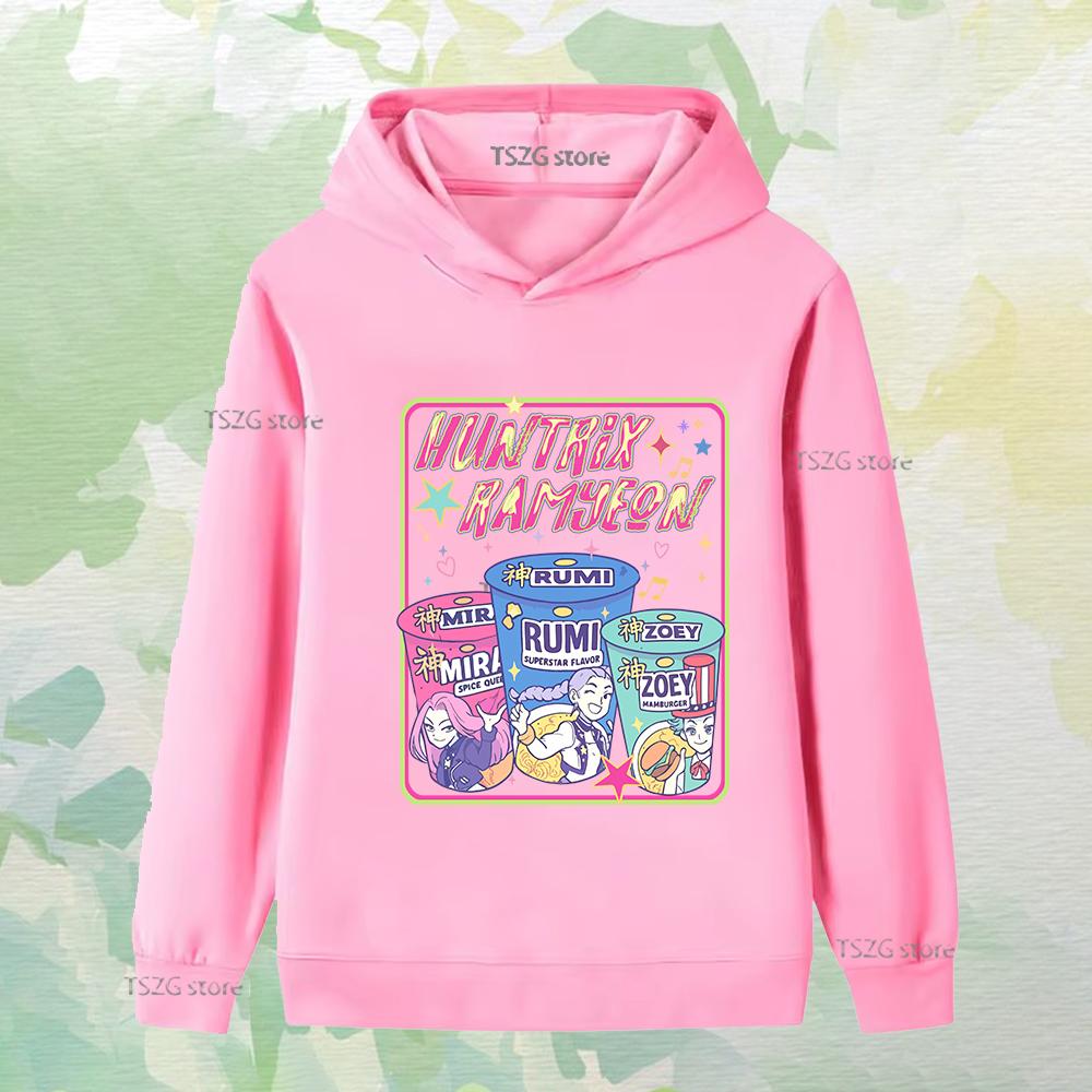 Осенняя детская одежда Kpop Охотник на демонов Лапша быстрого приготовления Принт женской группы Девочка Пуловер Модная Повседневная Спортивная одежда 110