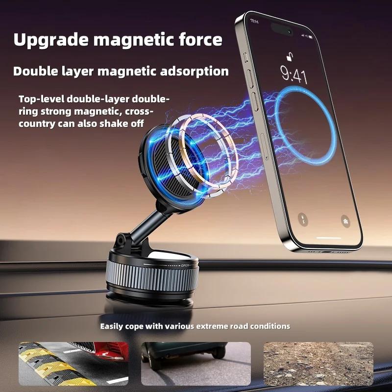 New K007 Magnetic Holder Car Mount Vacuum Foldable Strong Suction Stand Cell Phone For iphone Live Streaming Universal Bracket