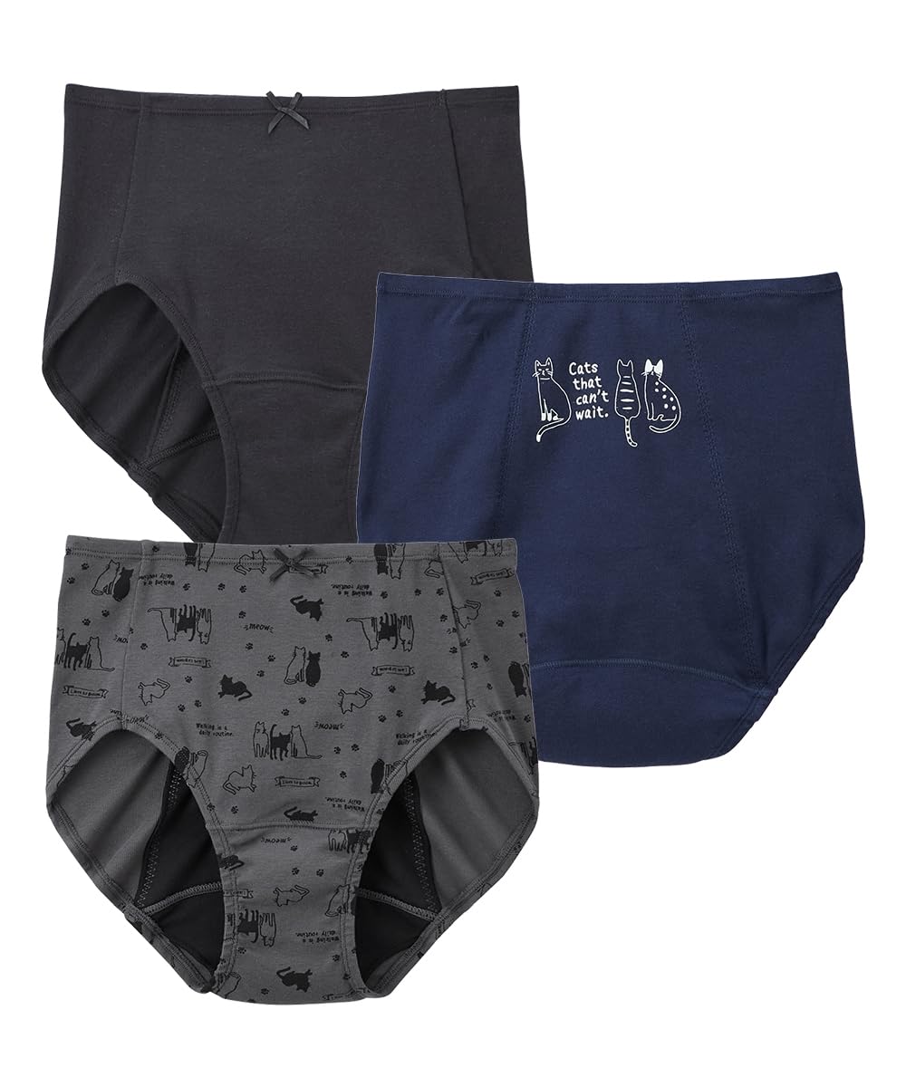 

Nissen Sanitary Gently Deep with Winged and 5L Women s Shorts, 100% Cotton, Stretchy, Length, Nighttime, 3-Pack (Compatible Pads), Black, Navy,