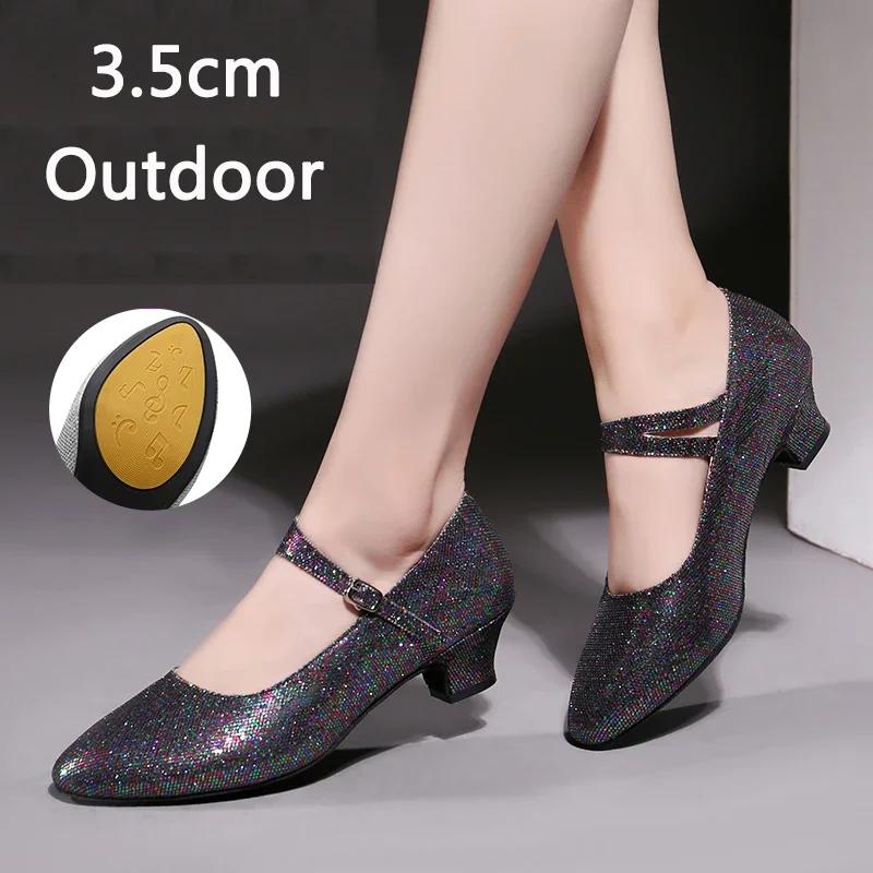Tênis de Salão Sapatos de Dança Latina para Interior/Exterior Feminino Sola Macia Sapatos de Dança Dedos Fechados para Dança Moderna Jazz Tango