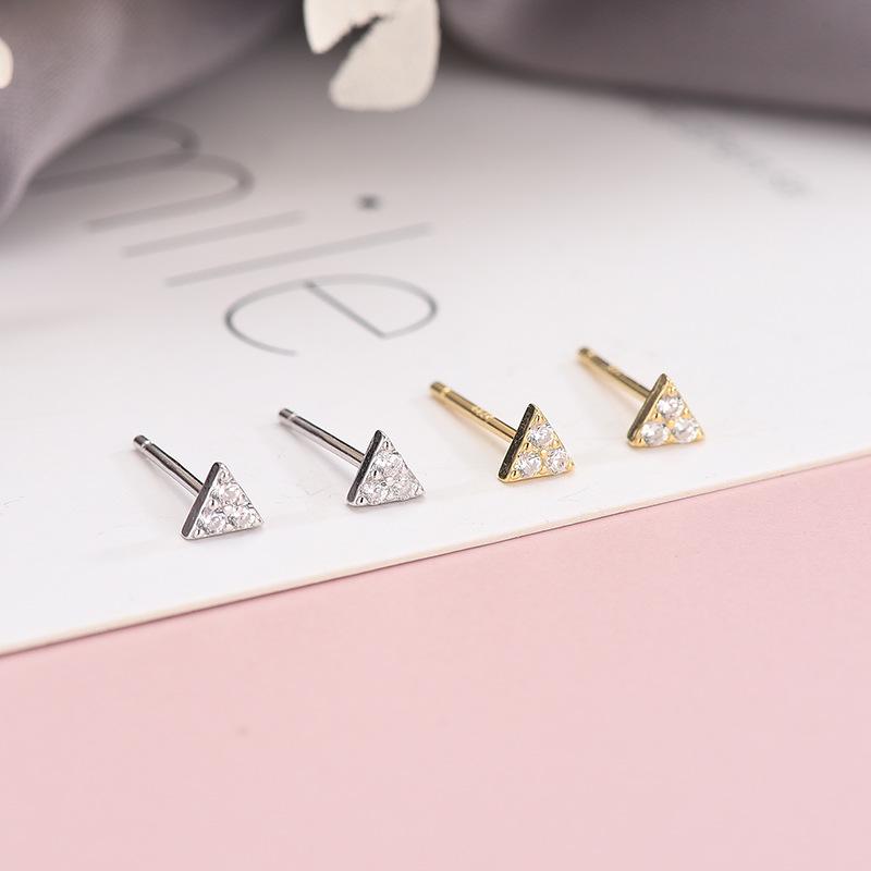 

S925 Silver Korean Triangle Zircon Earrings for Female Students S925 Silver