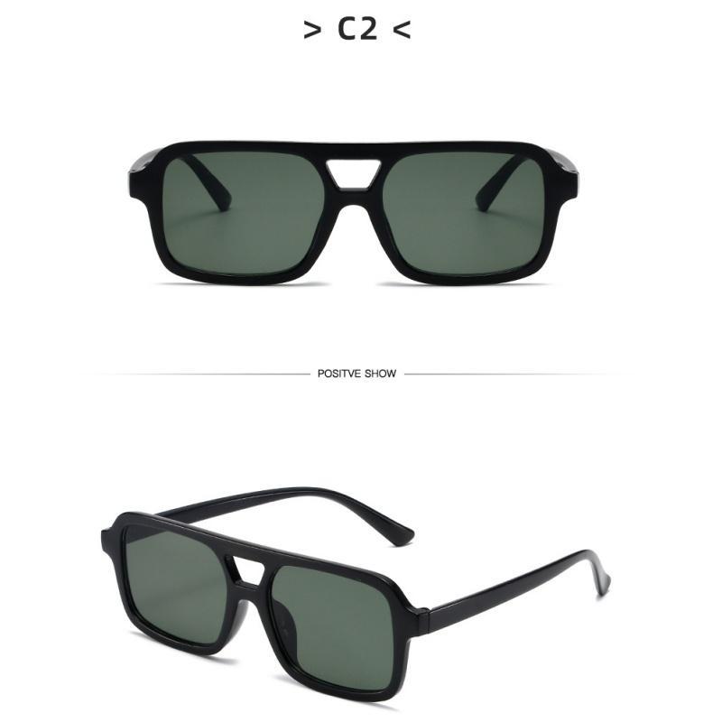 Women's sunglasses, men's and women's fashion square large-frame double-beam sunglasses
