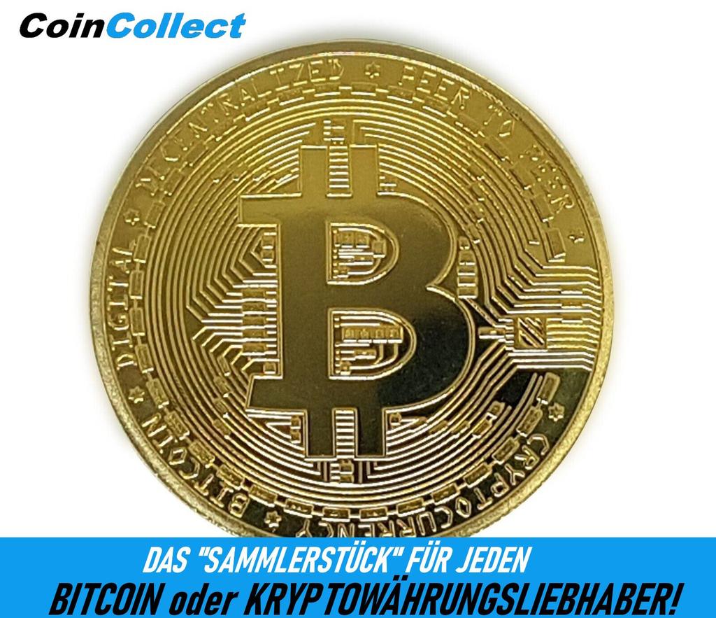 COINCOLLECT Bitcoin Coin Gold Plated Crypto Coin Collector's Coin Gold BTC Coin