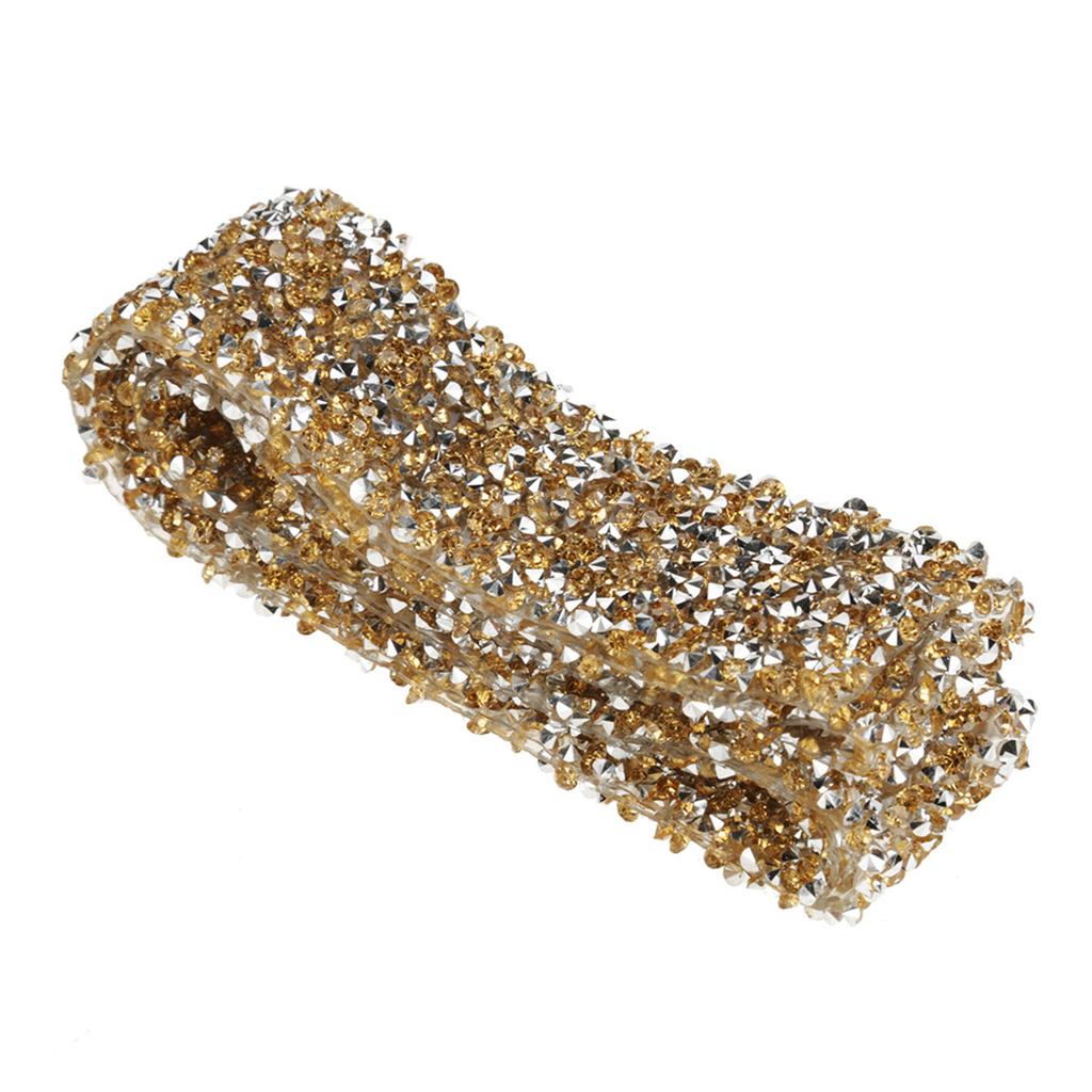 Mesh Wrap Roll Rhinestone Ribbon Wedding Decoration (Blue & Black)